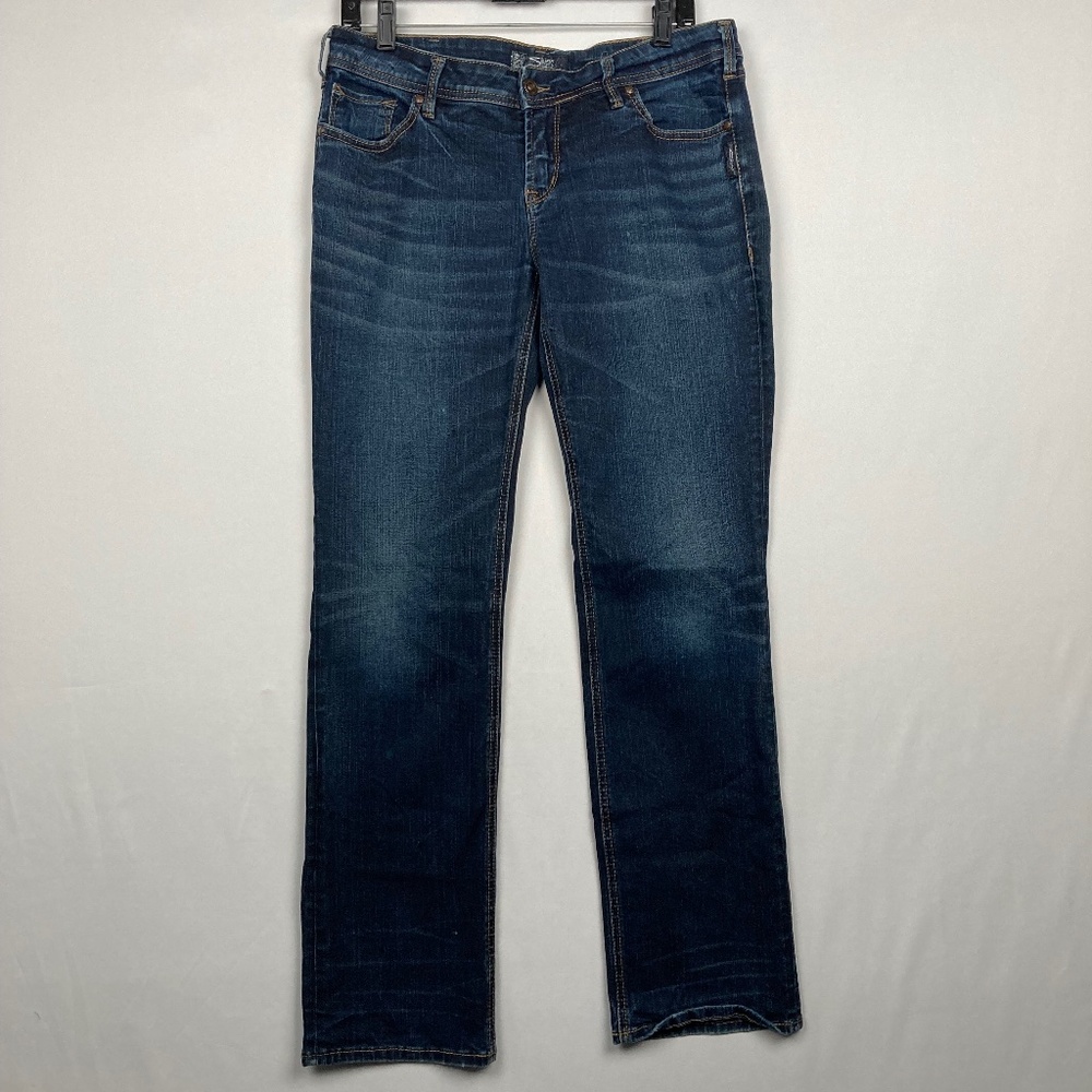 Silver Jeans Aiko Women's W 30 X L 32 Blue Mid Straight Medium Wash Jeans